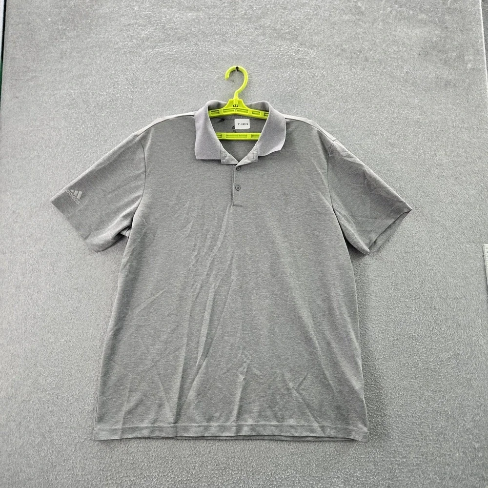 Adidas Men Polo‎ XL Gray PRIMEGREEN Logo Short Sleeve